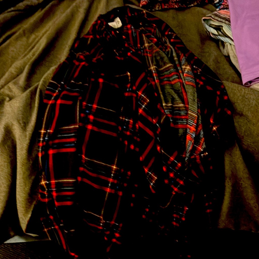 Red plaid over shirt